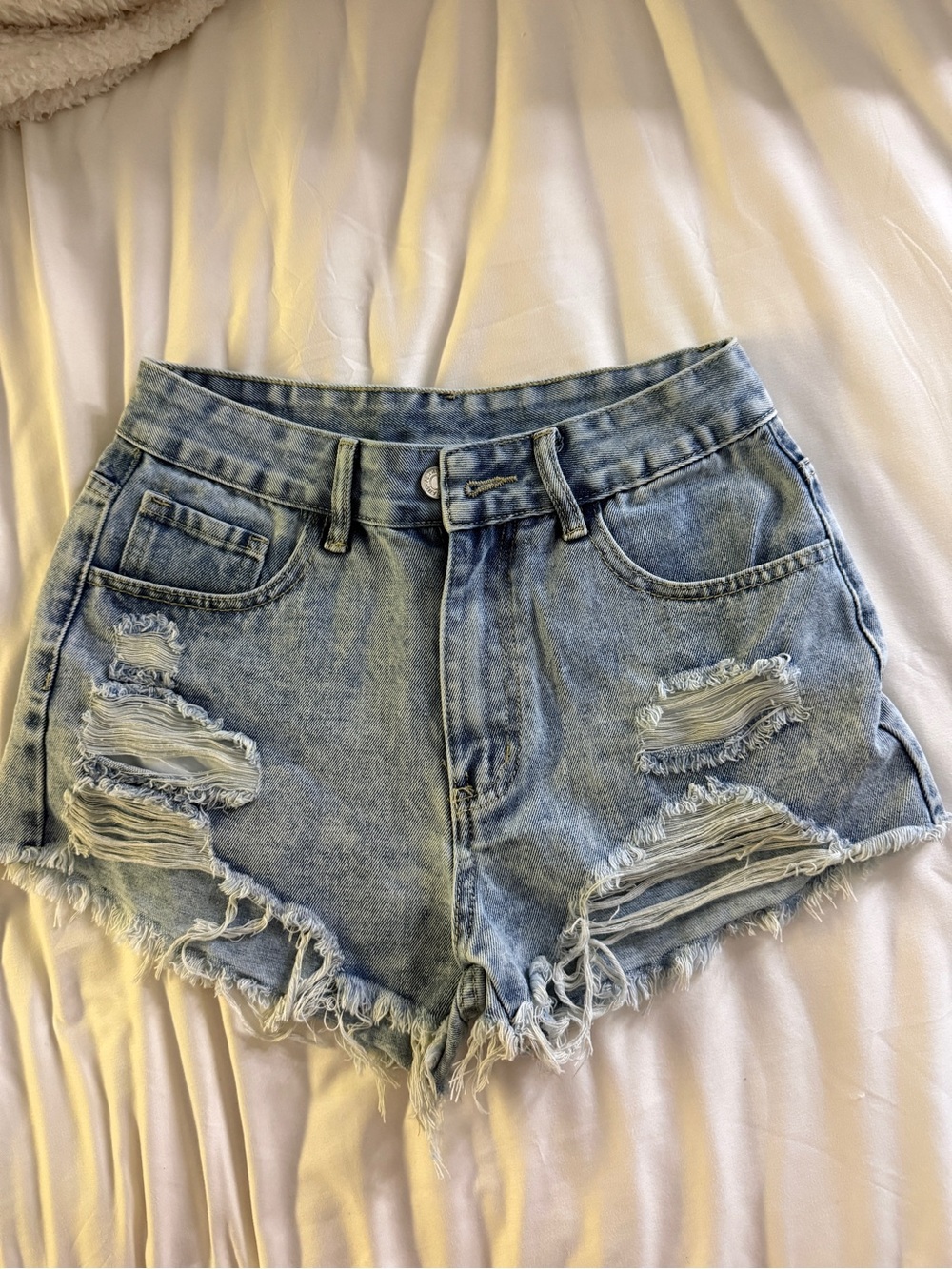Amazon Light Blue Distressed Denim Jean Shorts